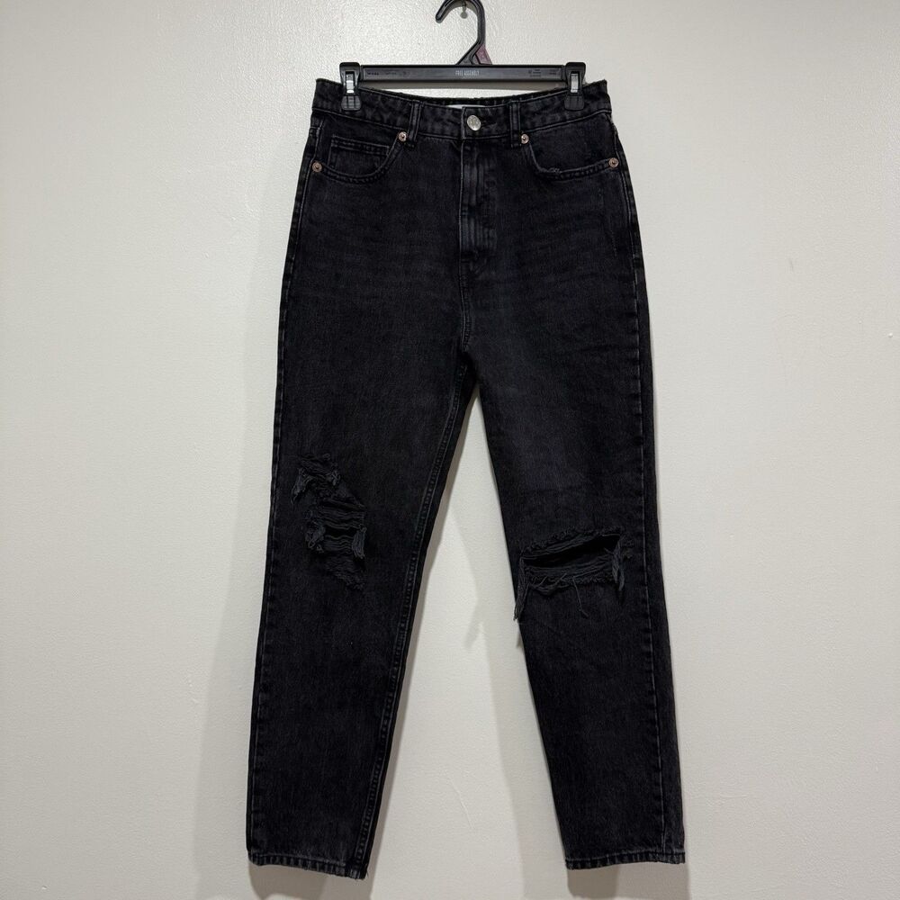 Zara Black Distressed Ankle Straight Jeans Womens‎ Size US 6 EUR 38